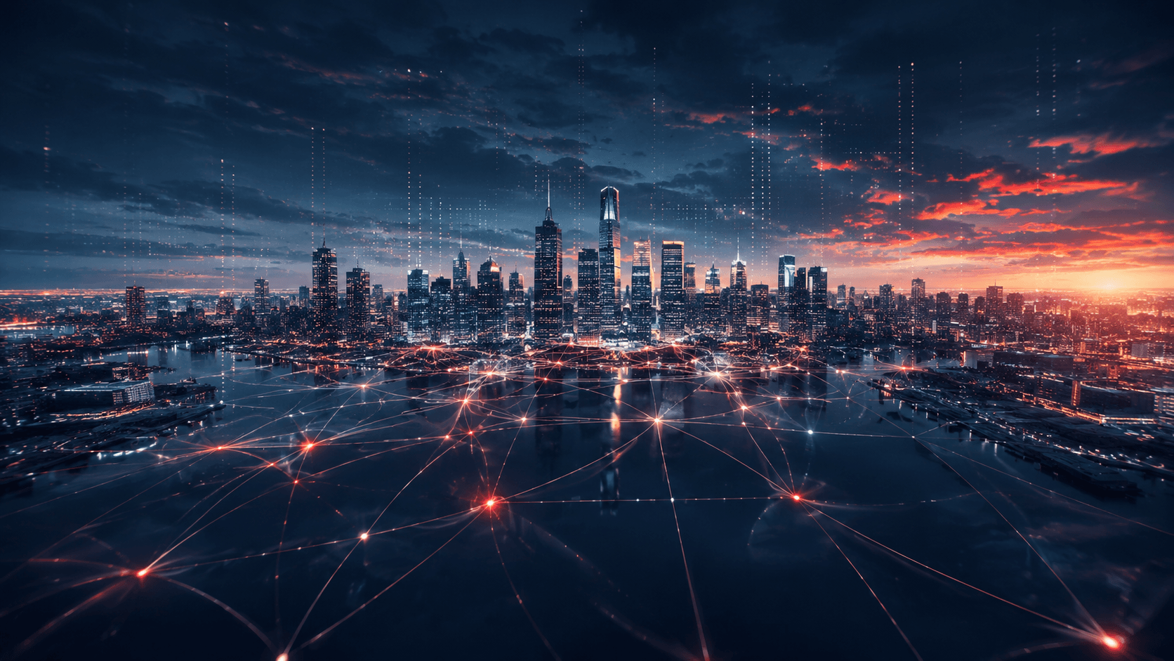 Red digital global con conexiones y tendencias de mercado