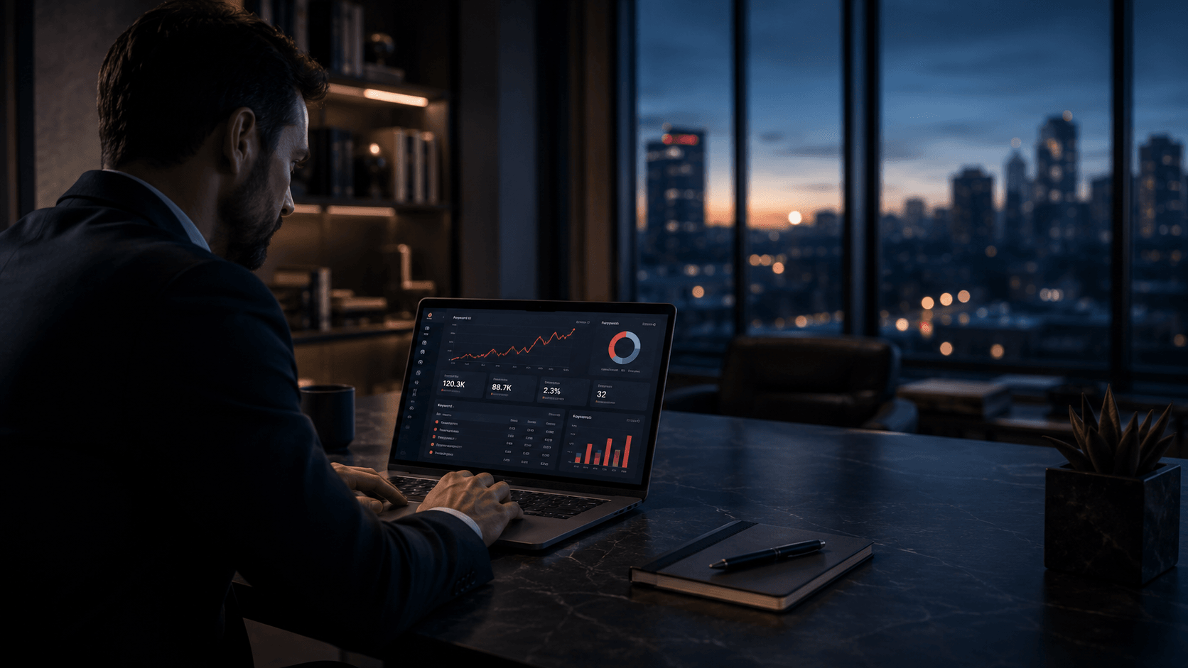 Análisis SEO y crecimiento orgánico en dashboard profesional